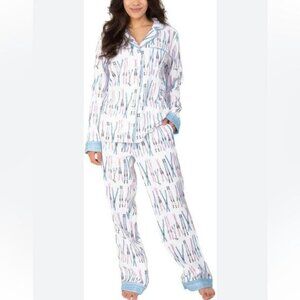 Munki Munki Womens Pajama Set M Ski Print Bamboo & Cotton